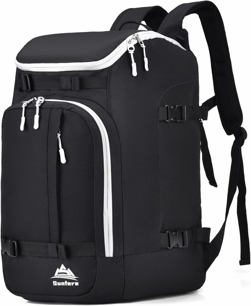 FeedMoo Ski Boot Bag Black Cooler Backpack 50L Waterproof Snowboard Travel Luggage Snow Bags for Youth Men Ski Helmet Goggles Gloves Skiing Gear Accessories - Image 1